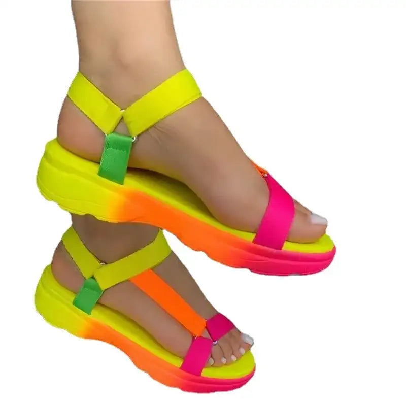 Beach Shoes Woman 2023 Summer Sandals Woman Non-Slip Casual Multi Color Shoes Fashion Solid Open Toe Sandals Daily