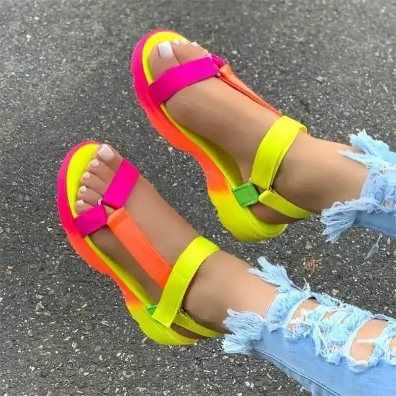 Beach Shoes Woman 2023 Summer Sandals Woman Non-Slip Casual Multi Color Shoes Fashion Solid Open Toe Sandals Daily