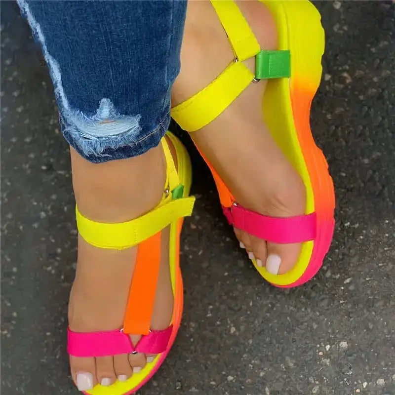 Beach Shoes Woman 2023 Summer Sandals Woman Non-Slip Casual Multi Color Shoes Fashion Solid Open Toe Sandals Daily