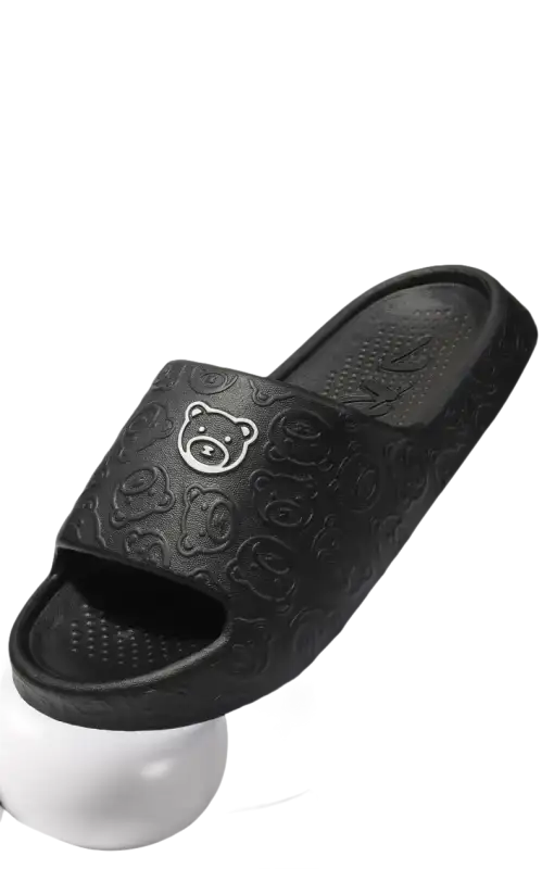 Black bear-themed slide sandal.