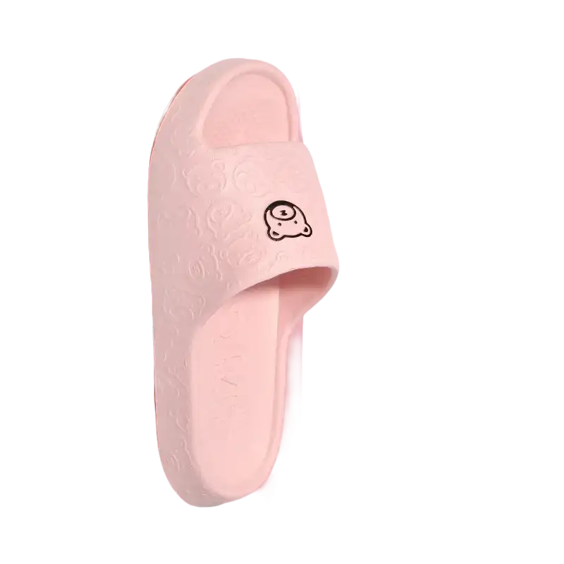 Pink cartoon-decorated slipper.
