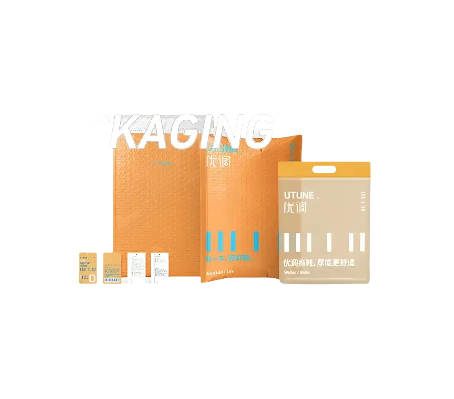 Assorted product packaging.