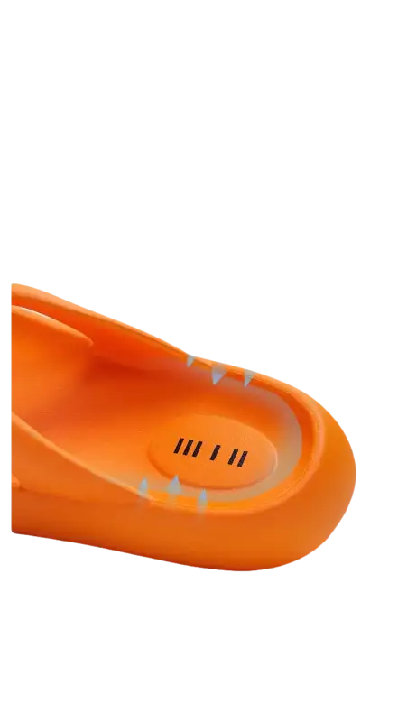Orange cushioned sandal.