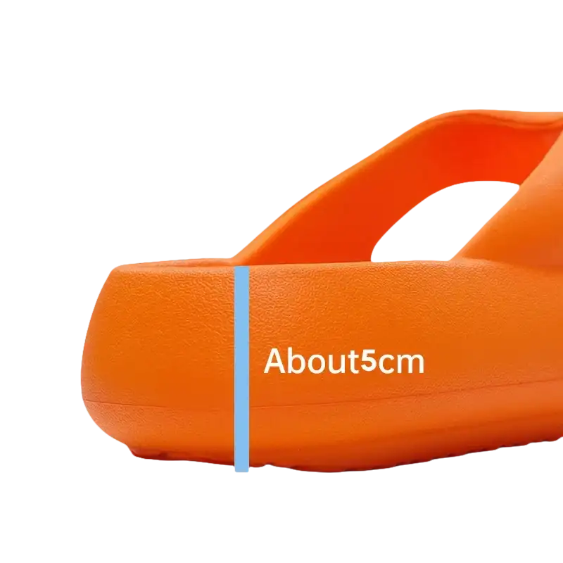 Orange thick-soled sandal.