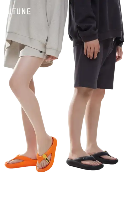Two pairs of platform flip-flops.
