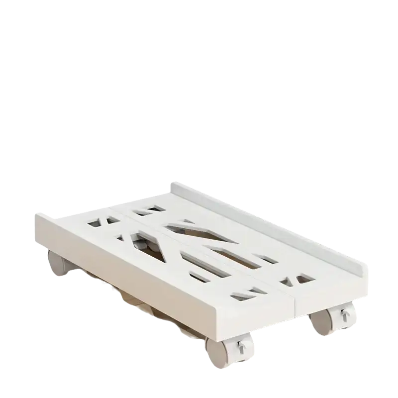 White rolling computer tower stand.
