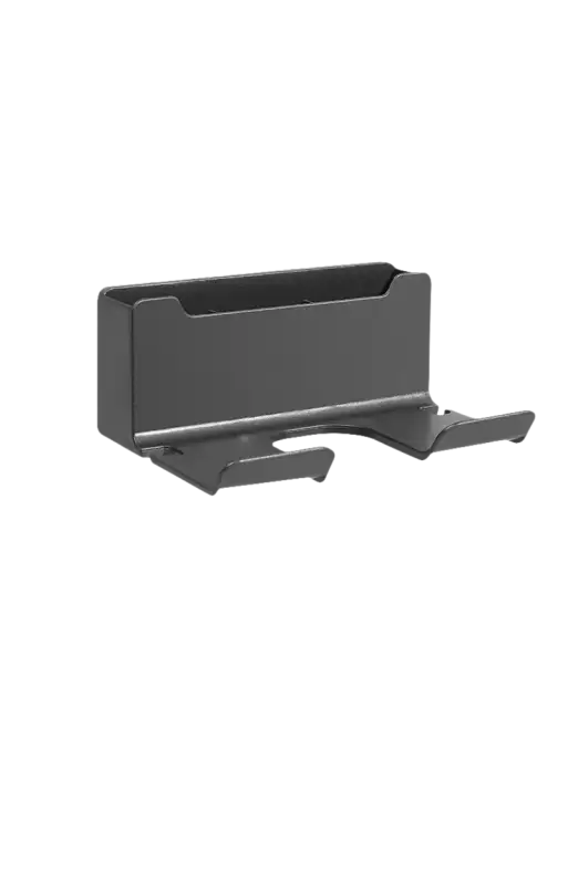 Hair dryer holder with dimensions.