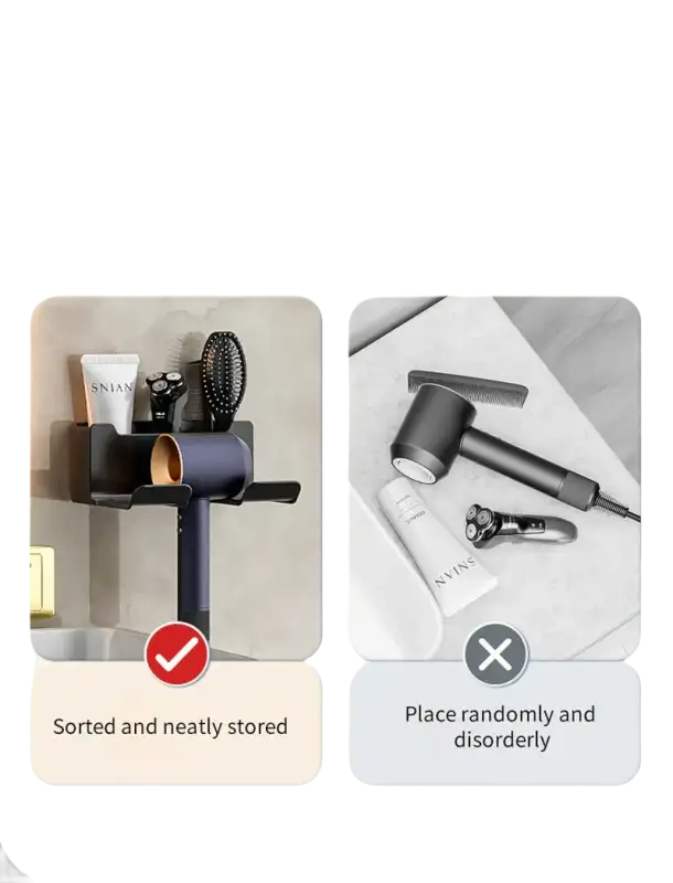 Hair dryer storage comparison.