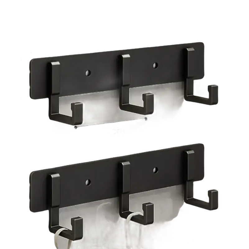 Black three-hook wall rack.