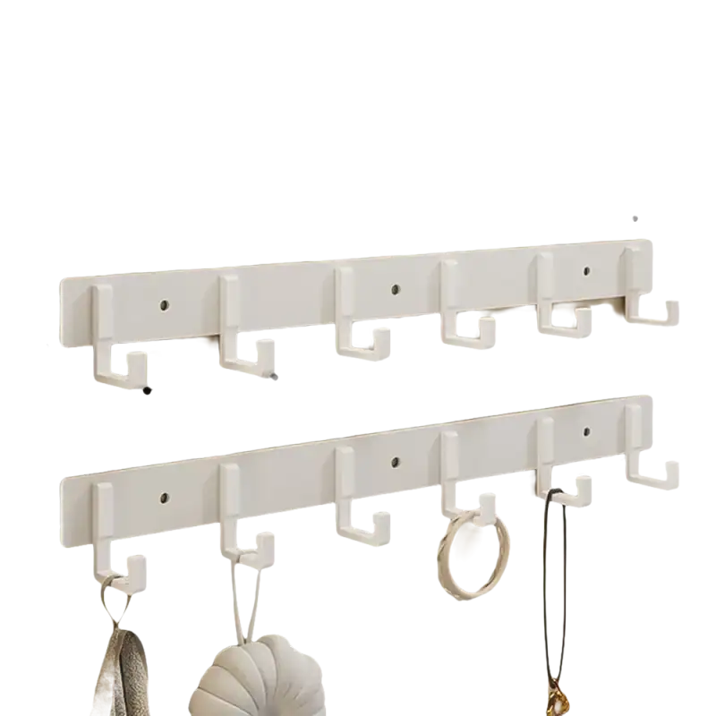 White six-hook wall racks.