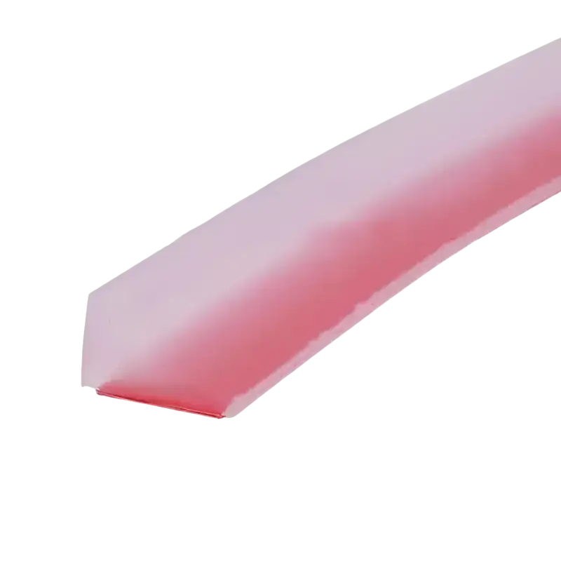 Translucent red-tinted adhesive strip.