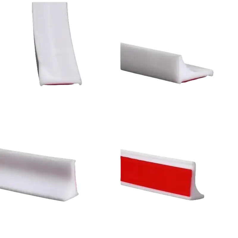 White adhesive shower water barrier.