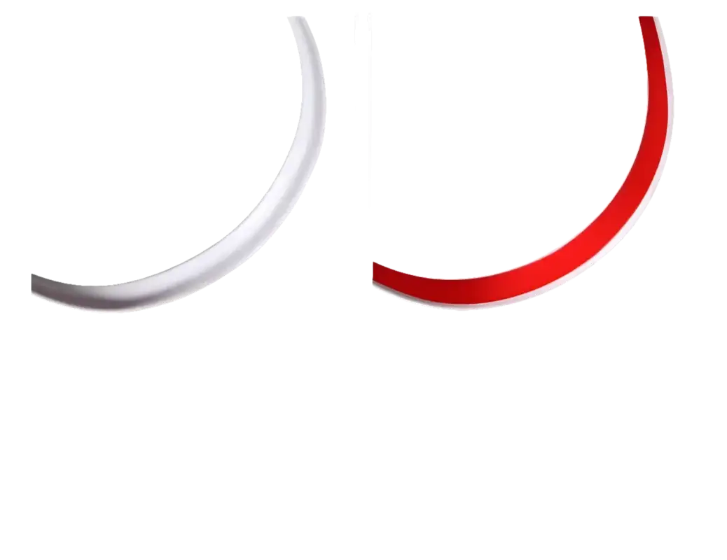 Ring with white front and red back.