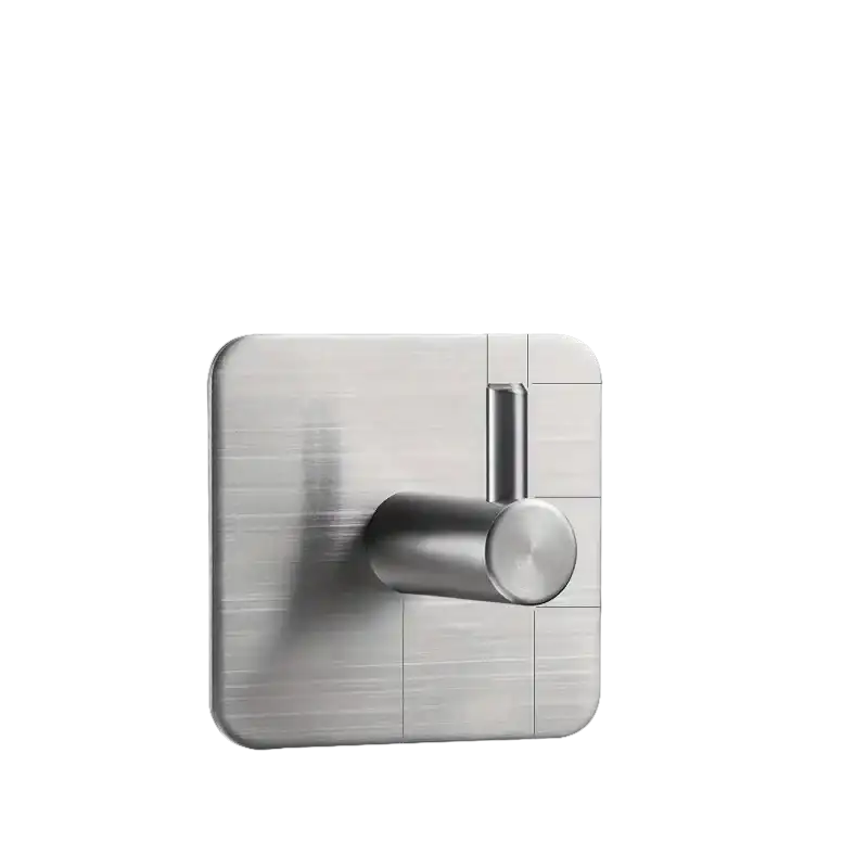 Metal adhesive hook with dimensions.