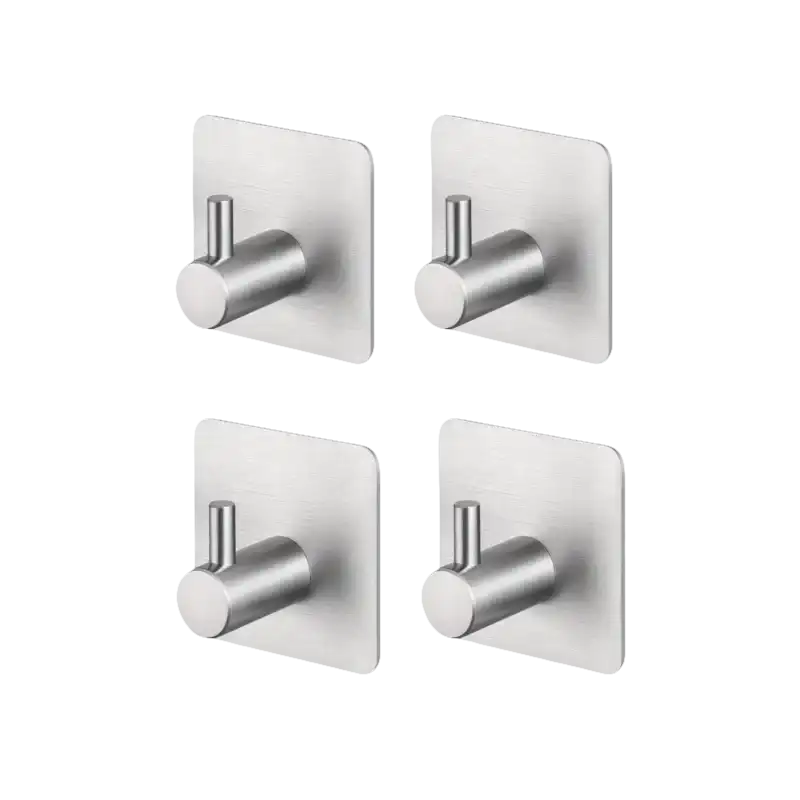 Four adhesive metal hooks.