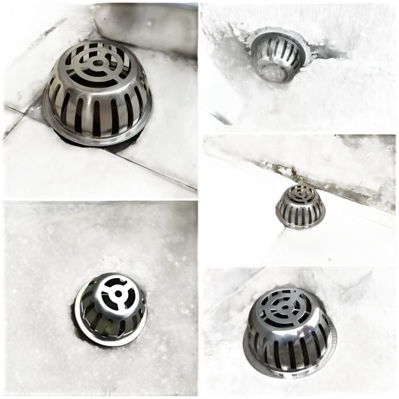 Metal drain covers.