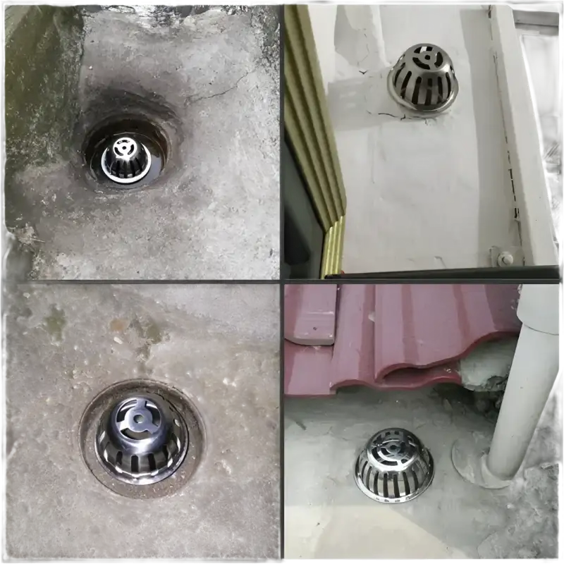 Metal drain covers.