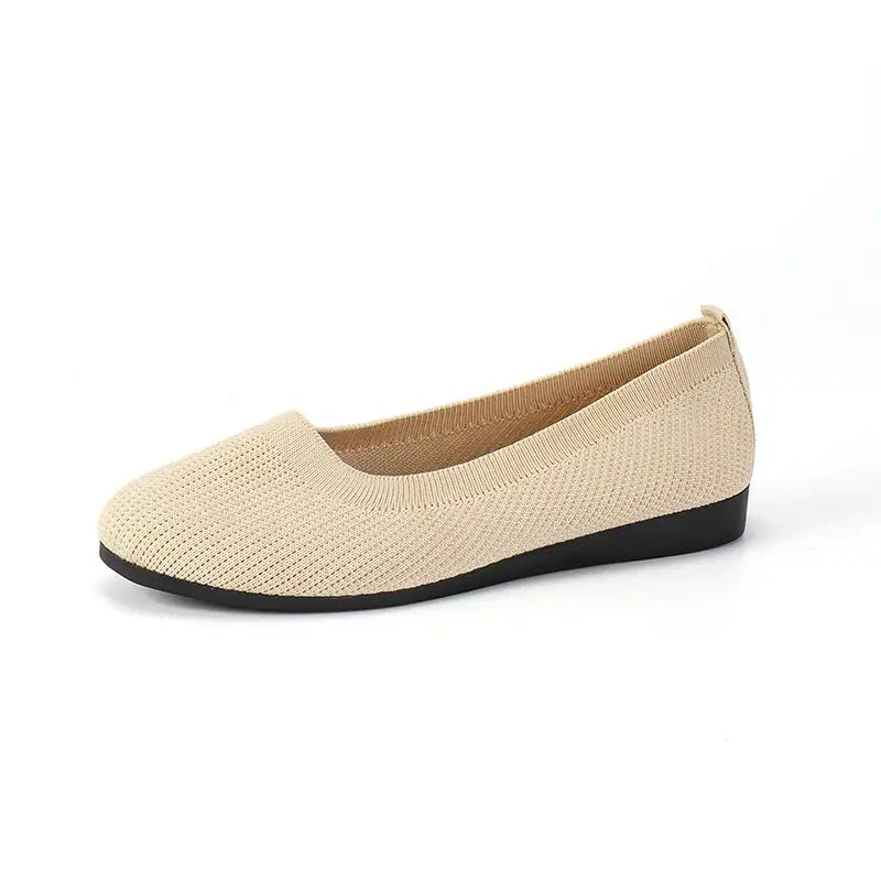 KnitEase Women’s Round Toe Slip-On Flats - Creamy White / 35