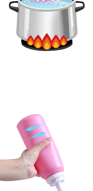 Pink squeezable bottle.