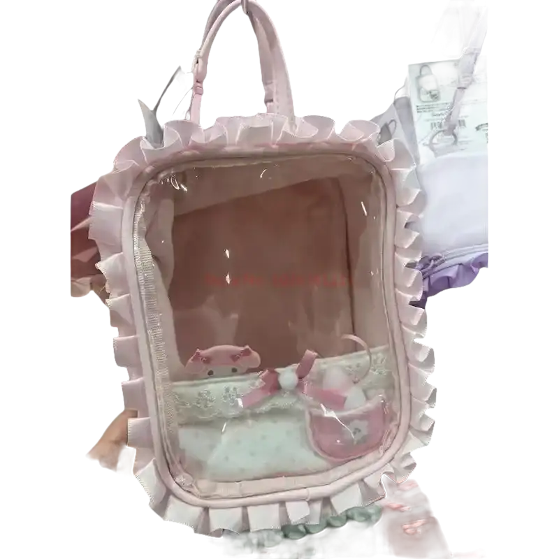 Pink ruffled ita bag.