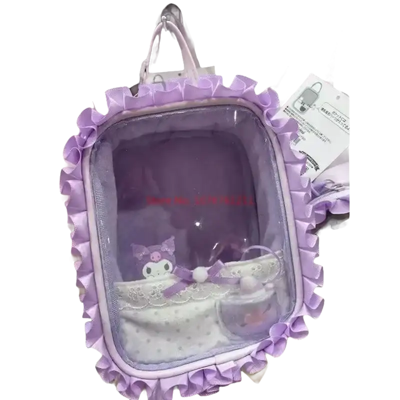 Purple ruffled ita bag.