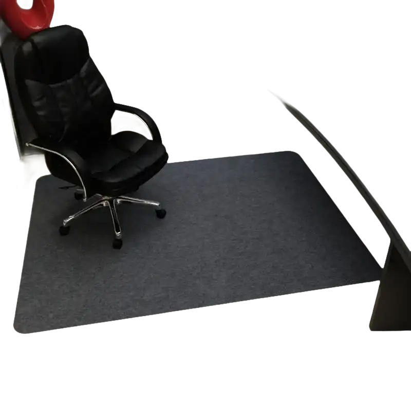 Dark gray office chair mat.