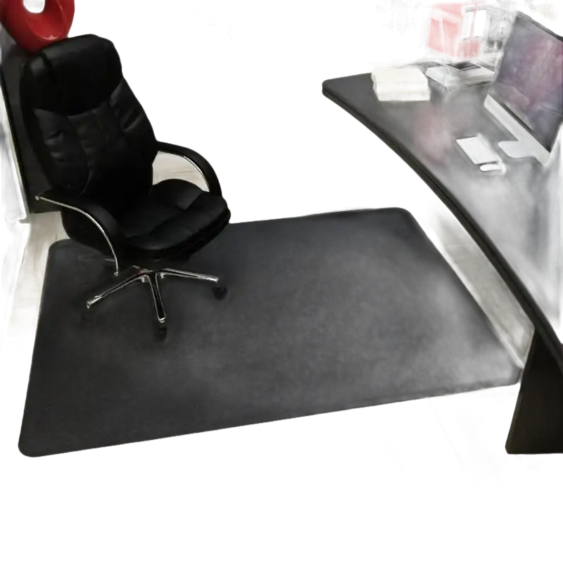 Black office chair mat.