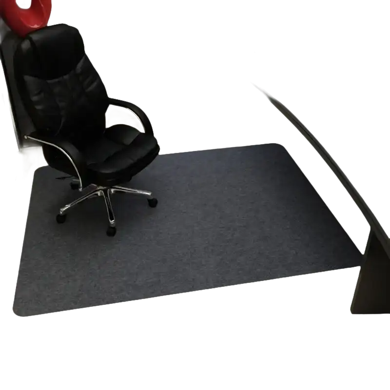 Dark gray office chair mat.