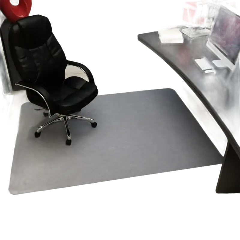 Gray office chair mat.