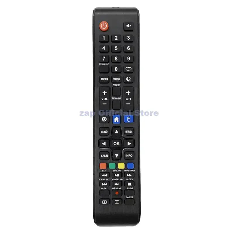 Black television remote control.
