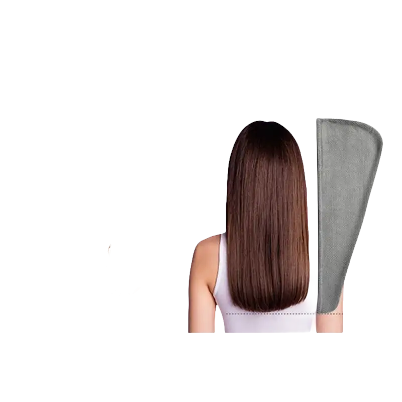 Microfiber hair towel advertisement.