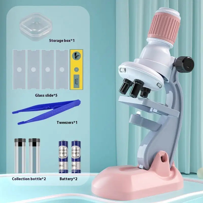 Microscope 1200 Times Professional Scientific Equipment Elementary School Educational Toys - Pink Foundation