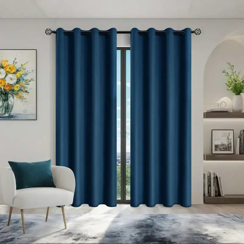 1pc Solid Blackout Curtains with Grommets Total Privacy Drapes for Bedroom