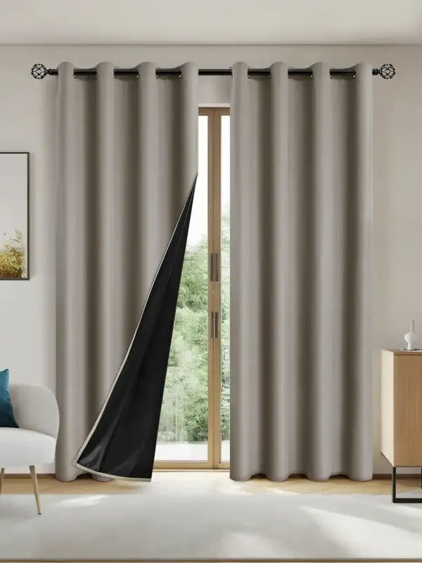 1pc Solid Blackout Curtains with Grommets Total Privacy Drapes for Bedroom