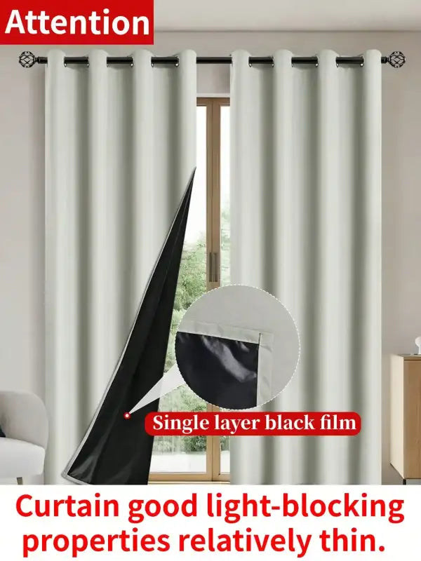 1pc Solid Blackout Curtains with Grommets Total Privacy Drapes for Bedroom