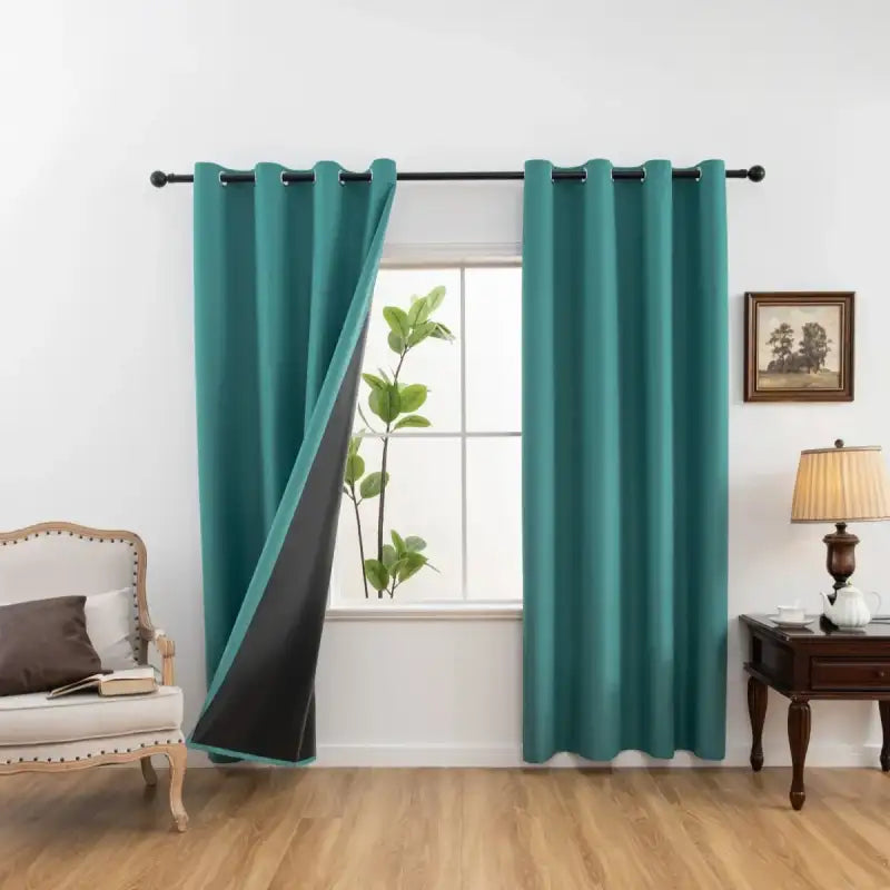 1pc Solid Blackout Curtains with Grommets Total Privacy Drapes for Bedroom - Green / 100X200cm / Grommet Top