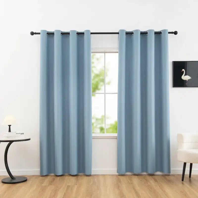 1pc Solid Blackout Curtains with Grommets Total Privacy Drapes for Bedroom - Sky Blue / 100X200cm / Grommet Top