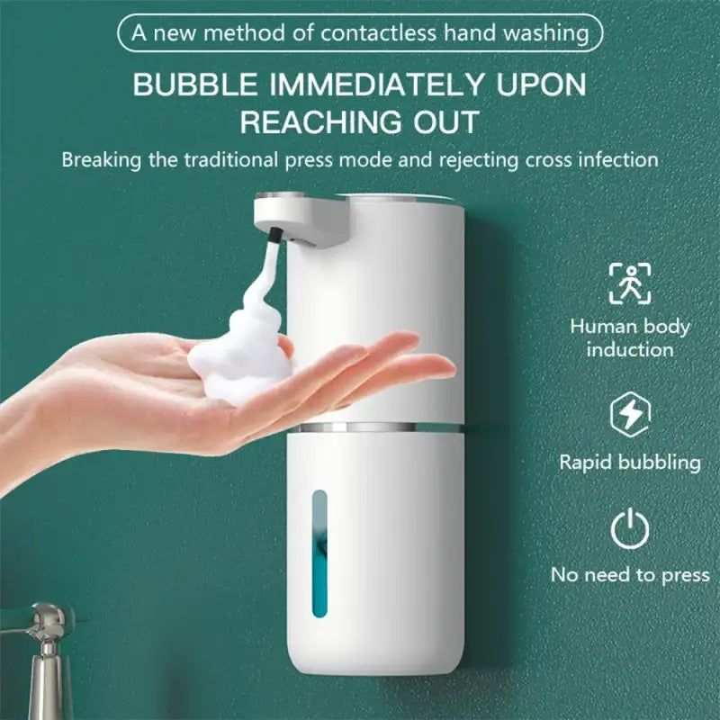 Automatic Touchless Foaming Soap Dispenser 380ml 4 Level Adjustable USB Rechargeable Electric Wall Mounted for Bathroom