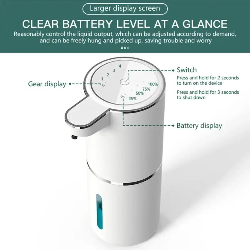 Automatic Touchless Foaming Soap Dispenser 380ml 4 Level Adjustable USB Rechargeable Electric Wall Mounted for Bathroom