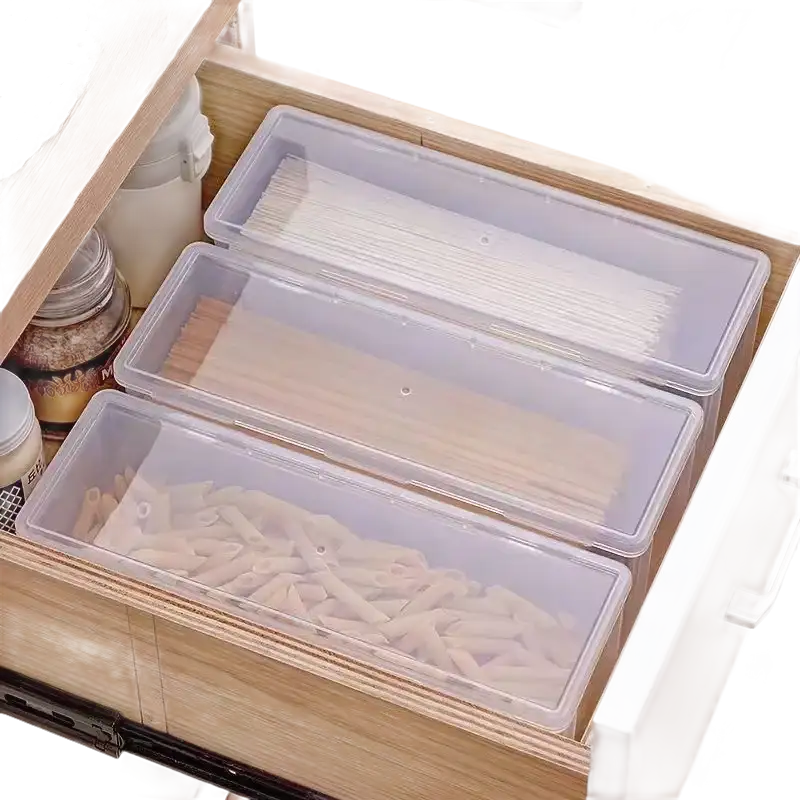 Transplo Box transparent plastic desktop with trendy pasta storage in clear containers