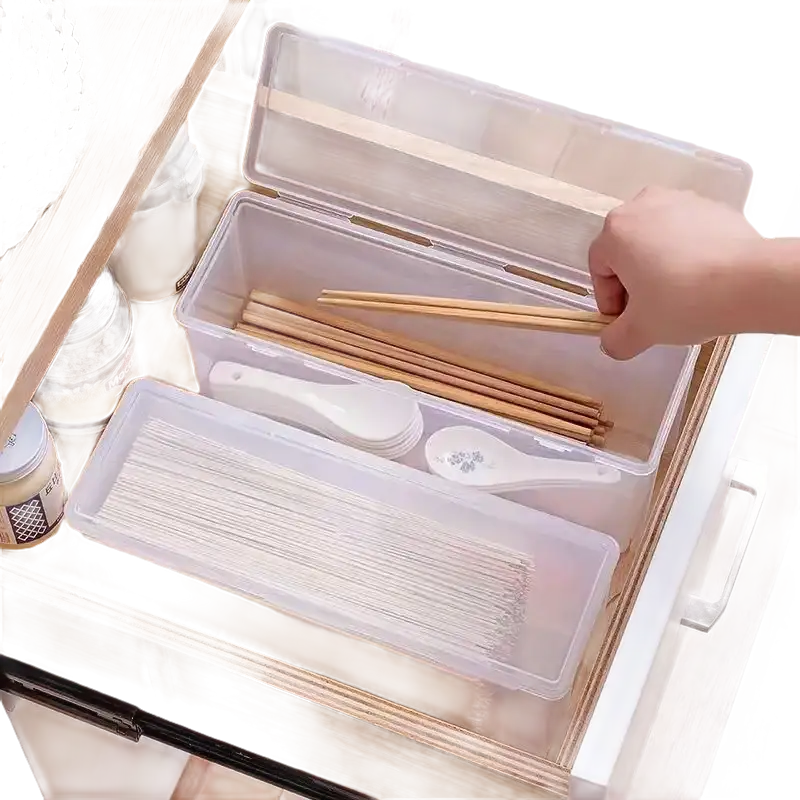 Transplo Box organizer box with transparent plastic desktop for kitchen items storage