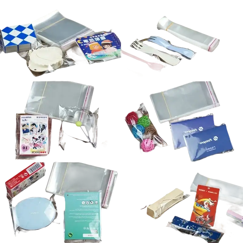 Various items in clear plastic bags.