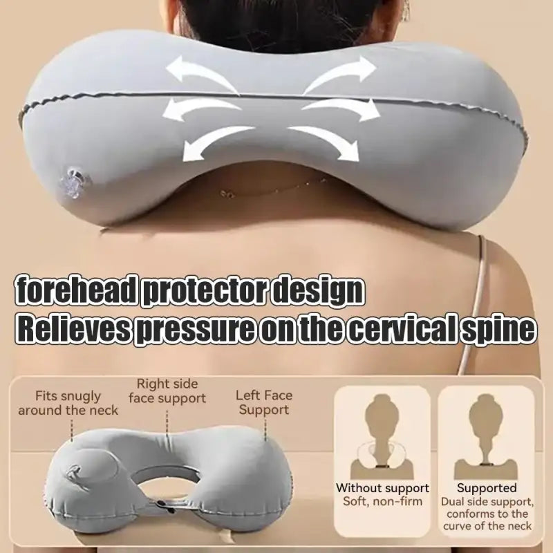 (1pc)Inflatable Pillow Travel TPU Pressed U-shaped Pillow Outdoor Travel Portable Neck Protection Pillow - Grey