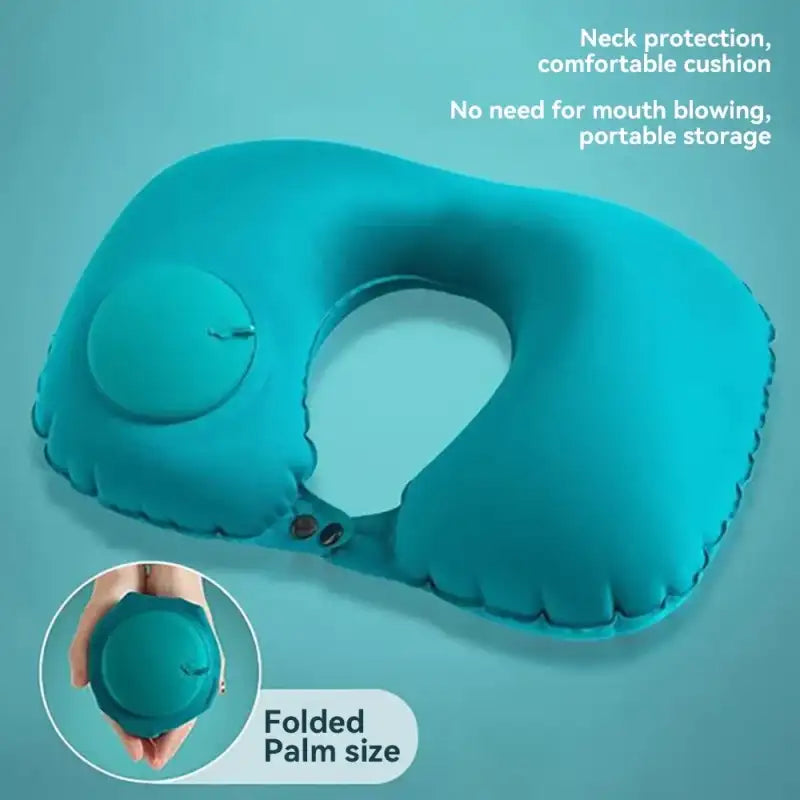 (1pc)Inflatable Pillow Travel TPU Pressed U-shaped Pillow Outdoor Travel Portable Neck Protection Pillow - Grey