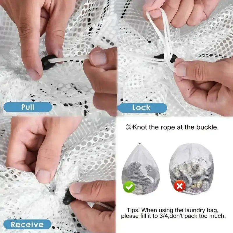 Mesh Laundry Bag - Machine Washable Travel and Laundry Use with Drawstring Closure for Blouses Hosiery and Underwear