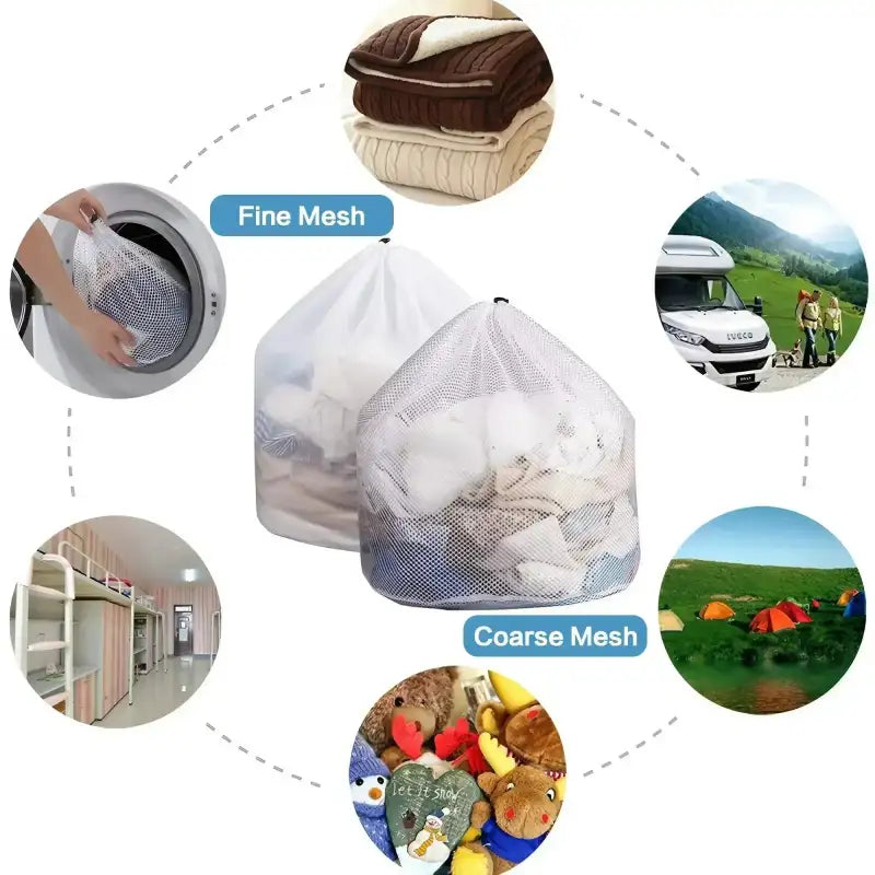 Mesh Laundry Bag - Machine Washable Travel and Laundry Use with Drawstring Closure for Blouses Hosiery and Underwear