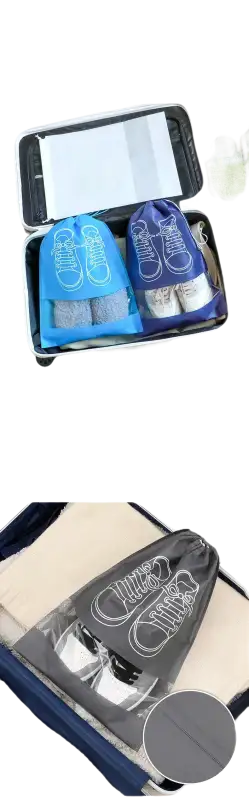 Shoe storage bags with clear windows.
