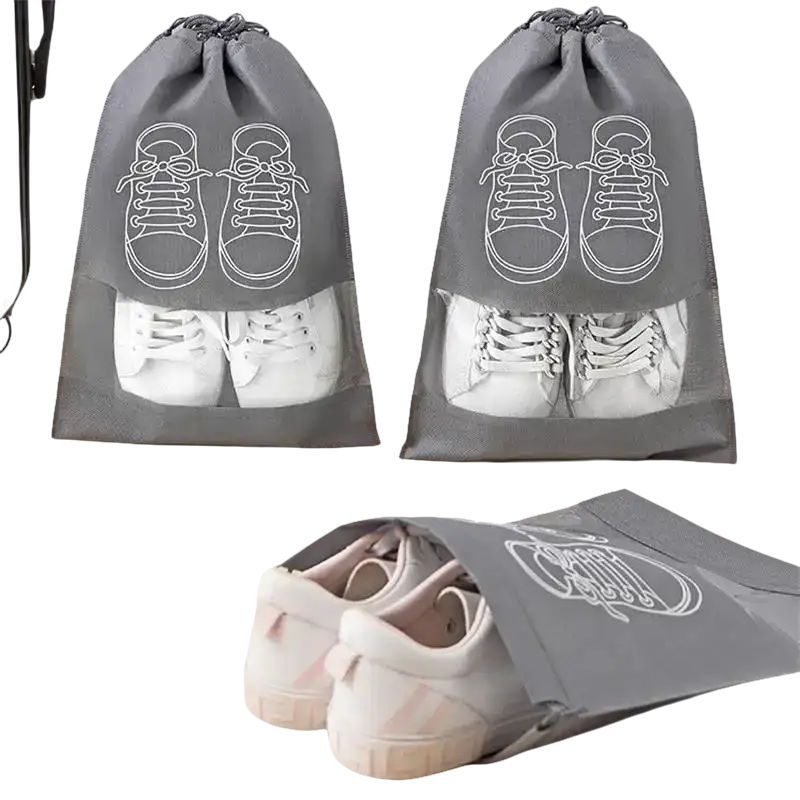 Gray shoe storage bags.