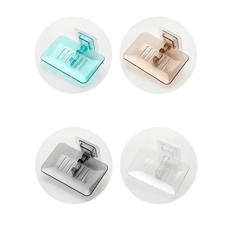 Colorful suction-cup drain soap holder for trendy bathroom storage setup