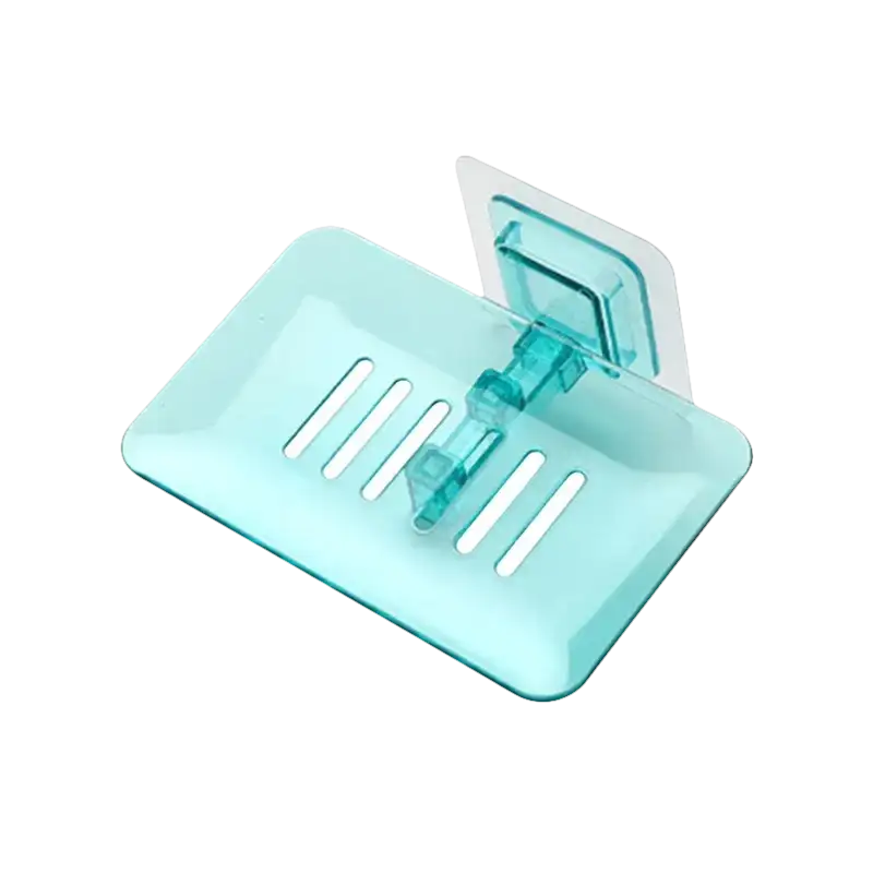Trendy Blue Drain Soap Holder for Funky Bathroom Storage with Aqua Plastic Soap Dish